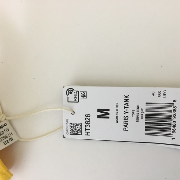 Adidas Paris Y-Tank Top Tennis Garment Women's Bold Gold Bra Lined HT3626 - Picture 12 of 12